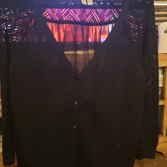 MADISON Black Cardigan Sweater with Sheer back - Picture 8 of 12